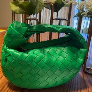 Bottega Veneta Parakeet Green Woven Leather Mini Jodie